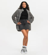 Feather Knit Shacket - Washed Charcoal