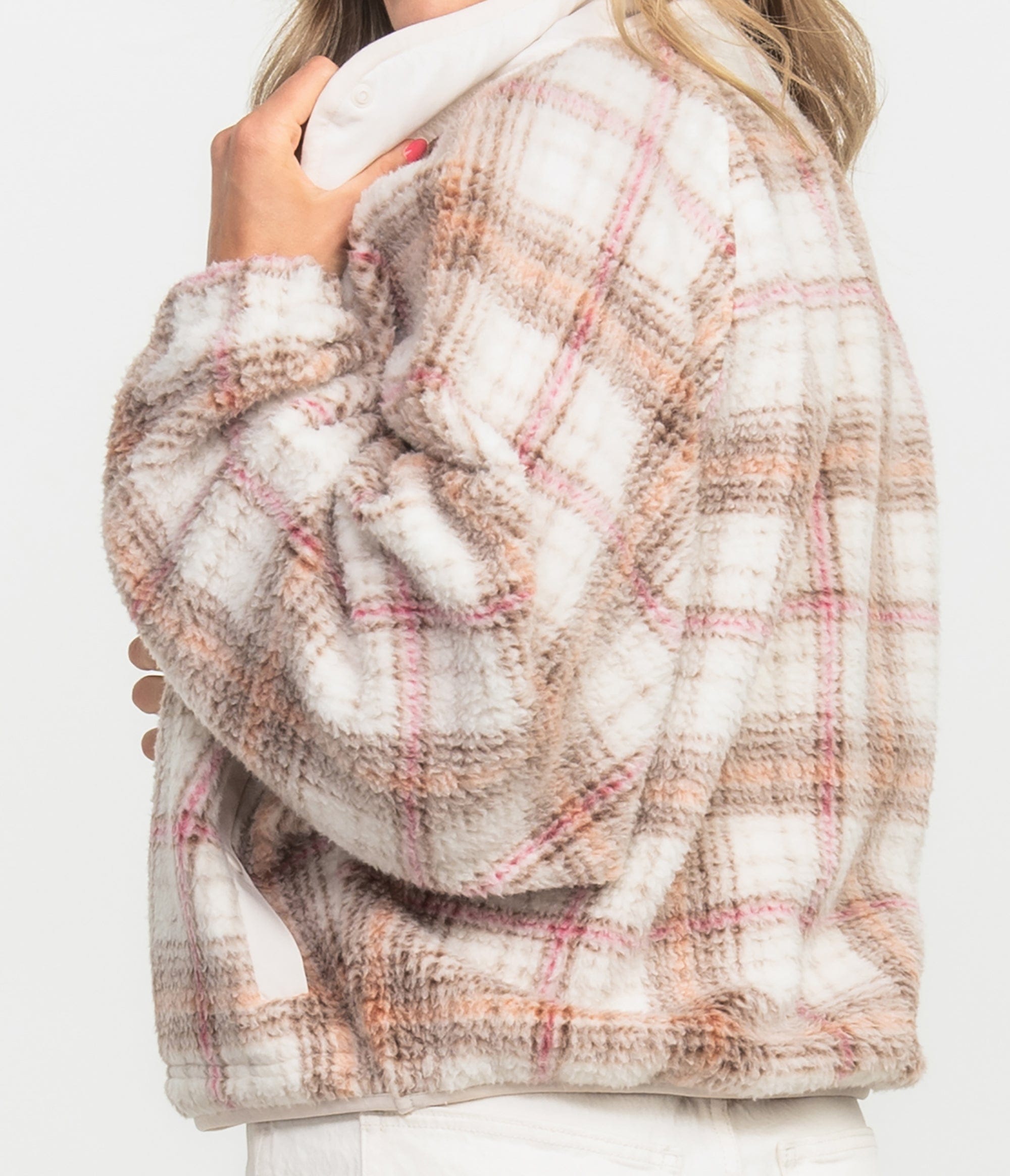 Retro Snap Fleece Jacket - Cozy Plaid