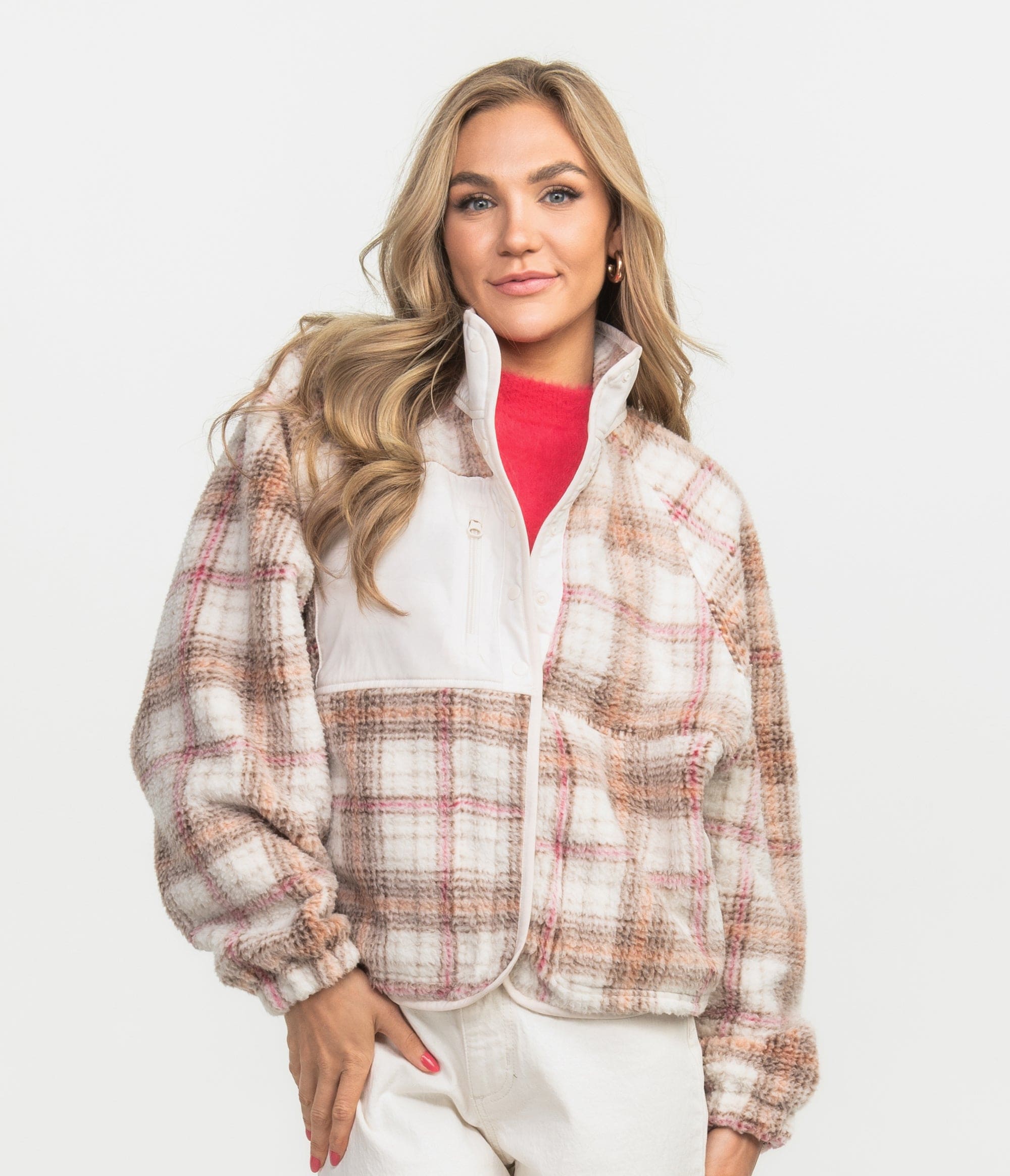 Retro Snap Fleece Jacket - Cozy Plaid