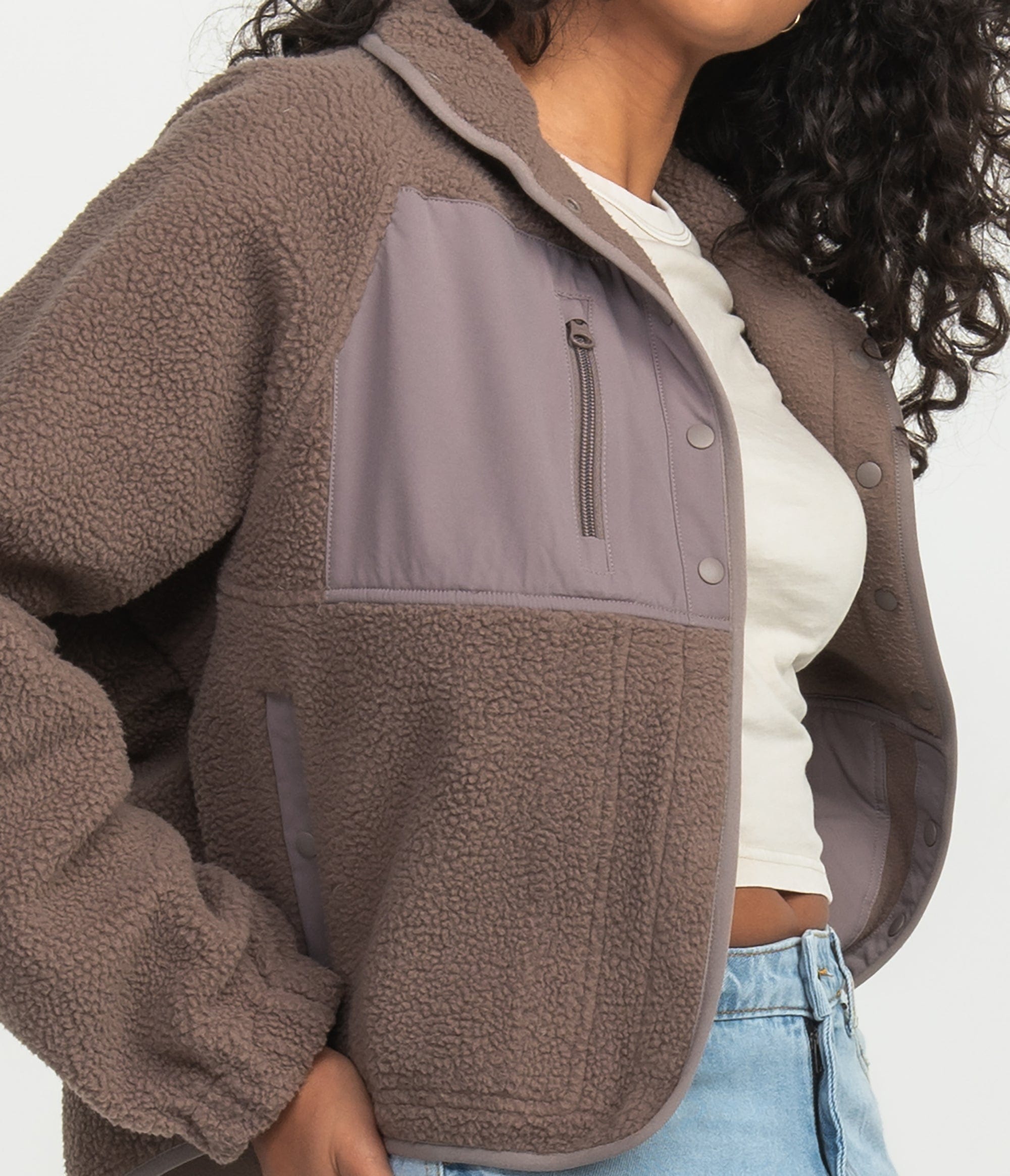 Retro Snap Fleece Jacket - Ember Brown