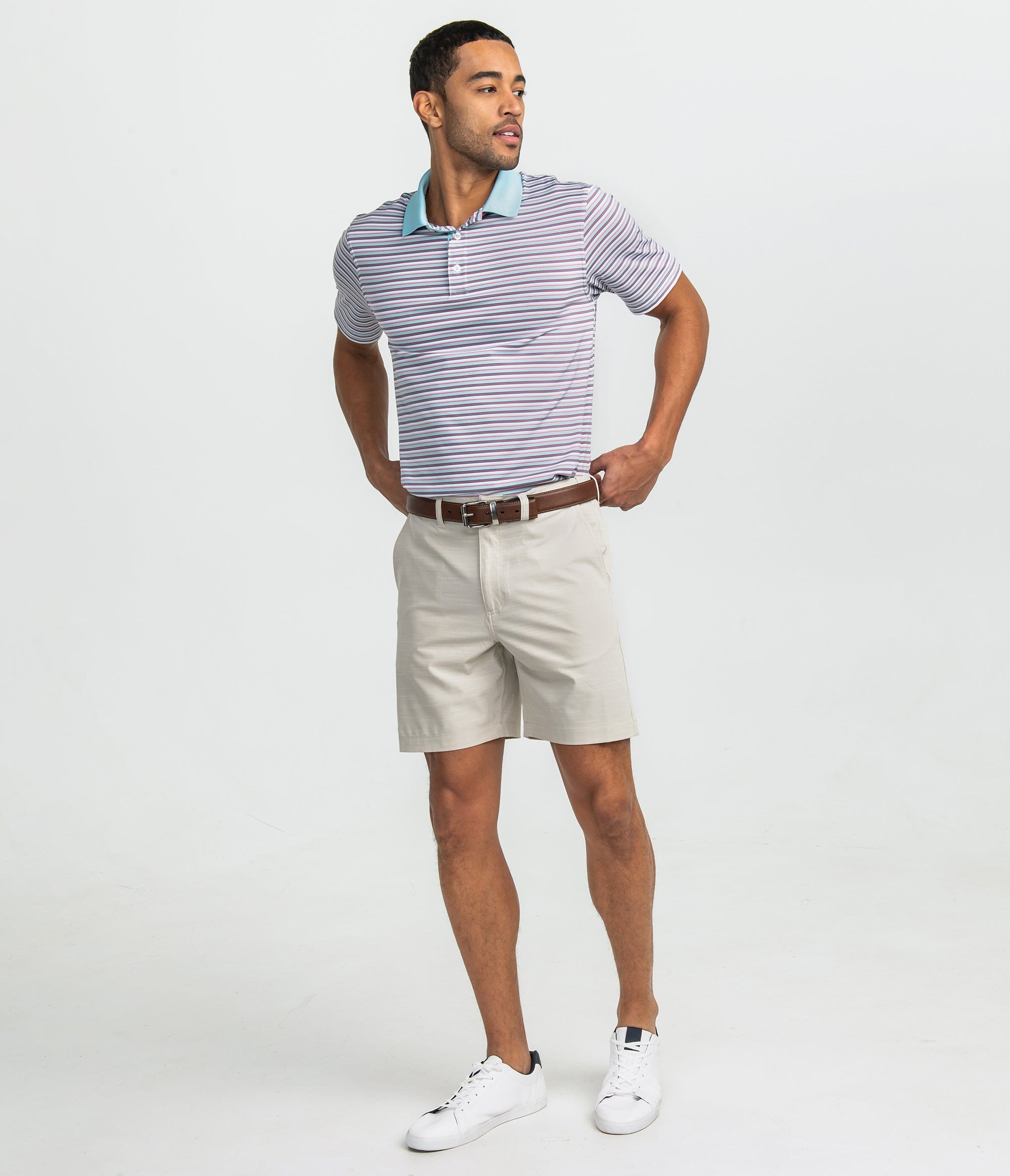 Cabana Stripe Polo - Azalea