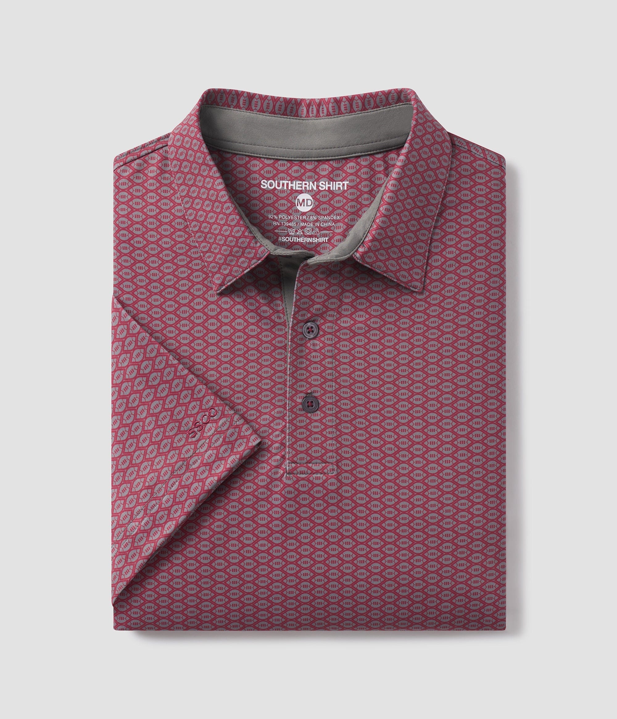 Gridiron Printed Polo - MVP Red