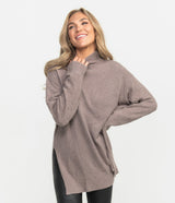 Dreamluxe Notched Turtleneck Sweater - Ember Brown