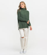 Dreamluxe Notched Turtleneck Sweater - Sycamore