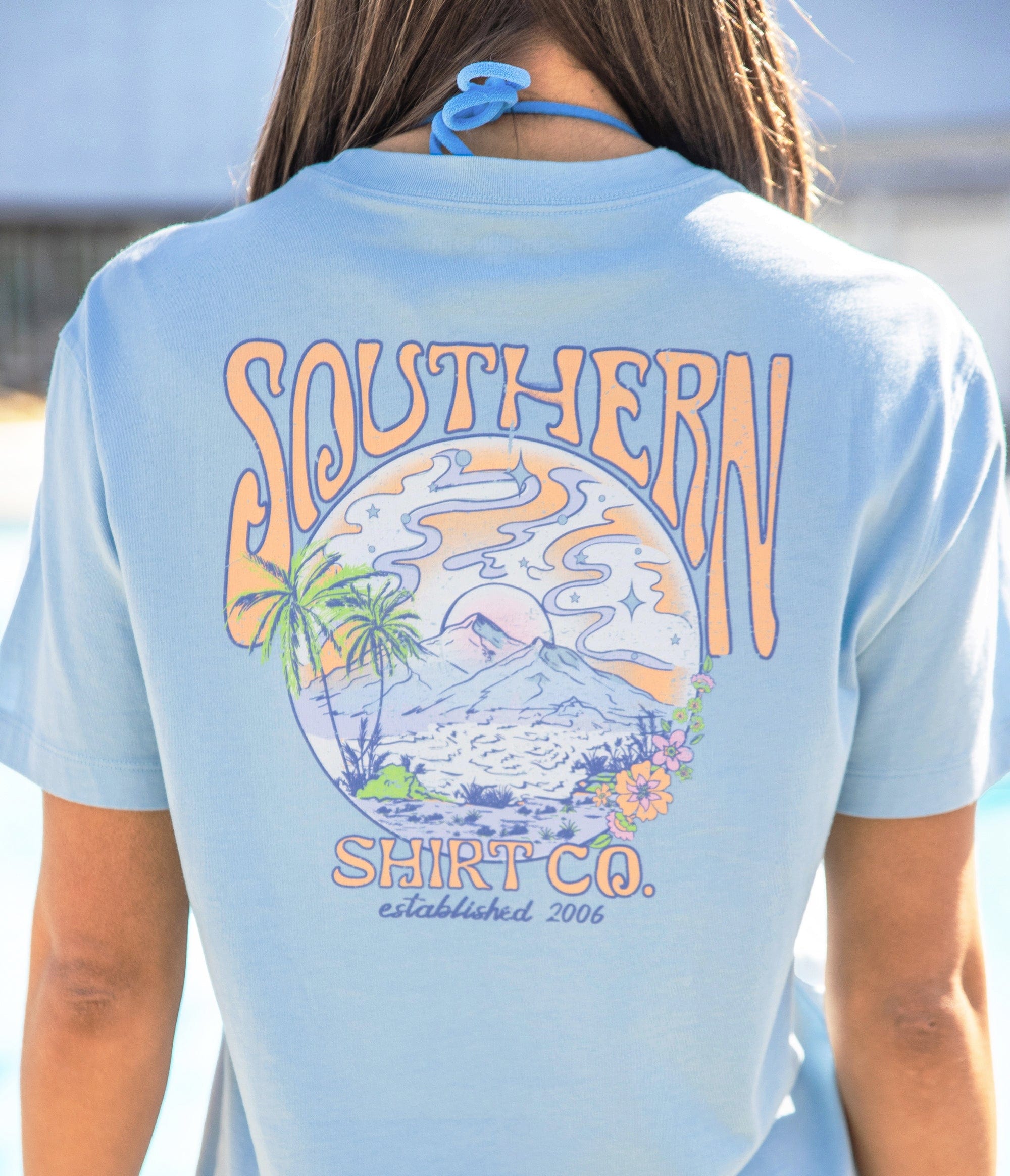 Tropical Sunset Tee SS - Placid Blue