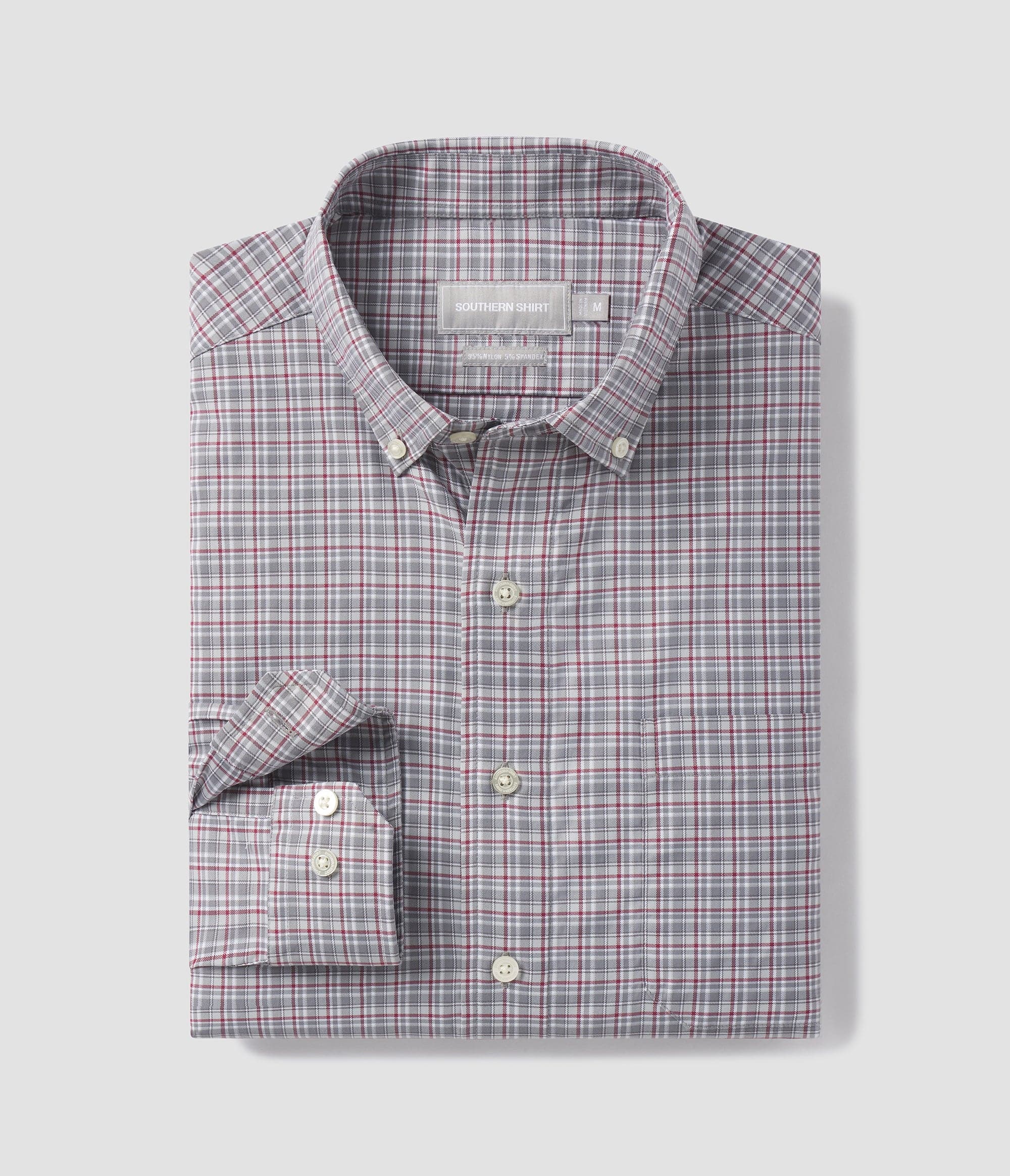 Men Button Down Henderson Plaid LS - Memorial Gray