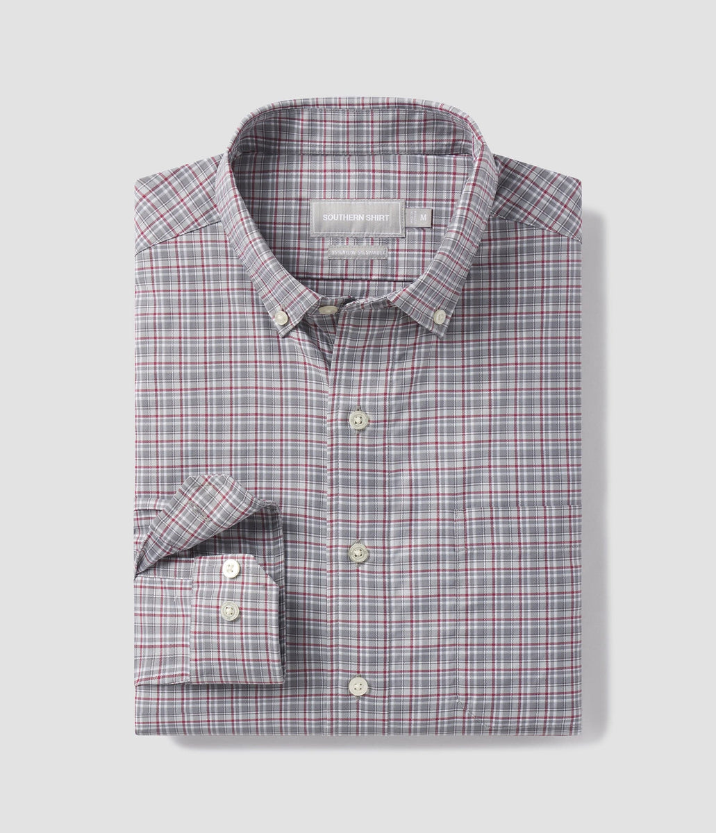 Henderson Plaid LS - Memorial Gray | Southern Shirt