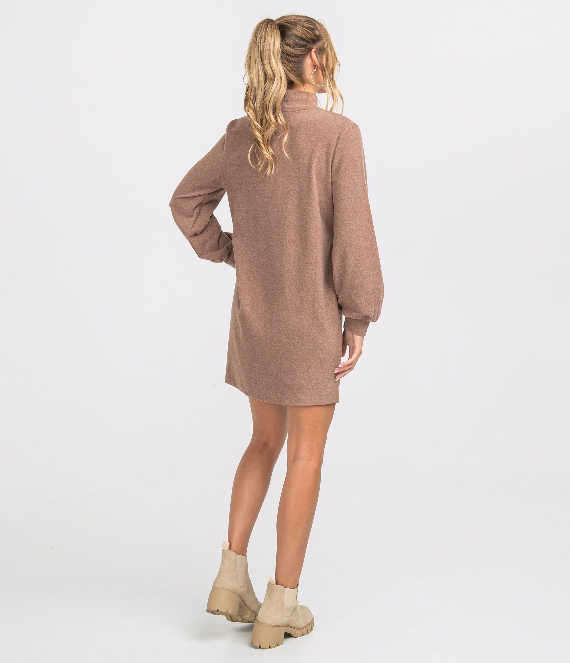 Mockneck Sweater Dress - Russet