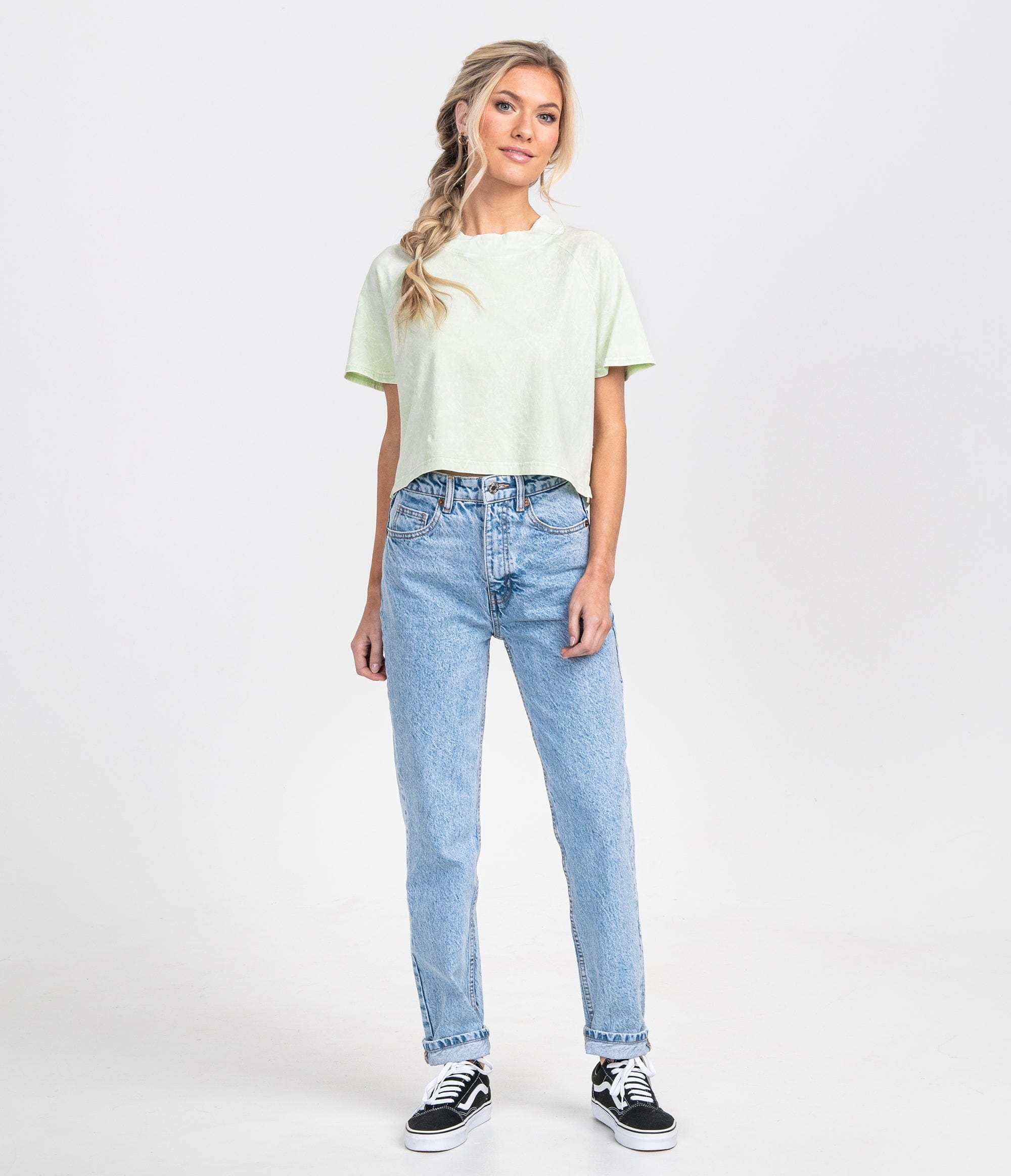 Cropped Babydoll Raglan Tee - Key Lime (6656392101940)