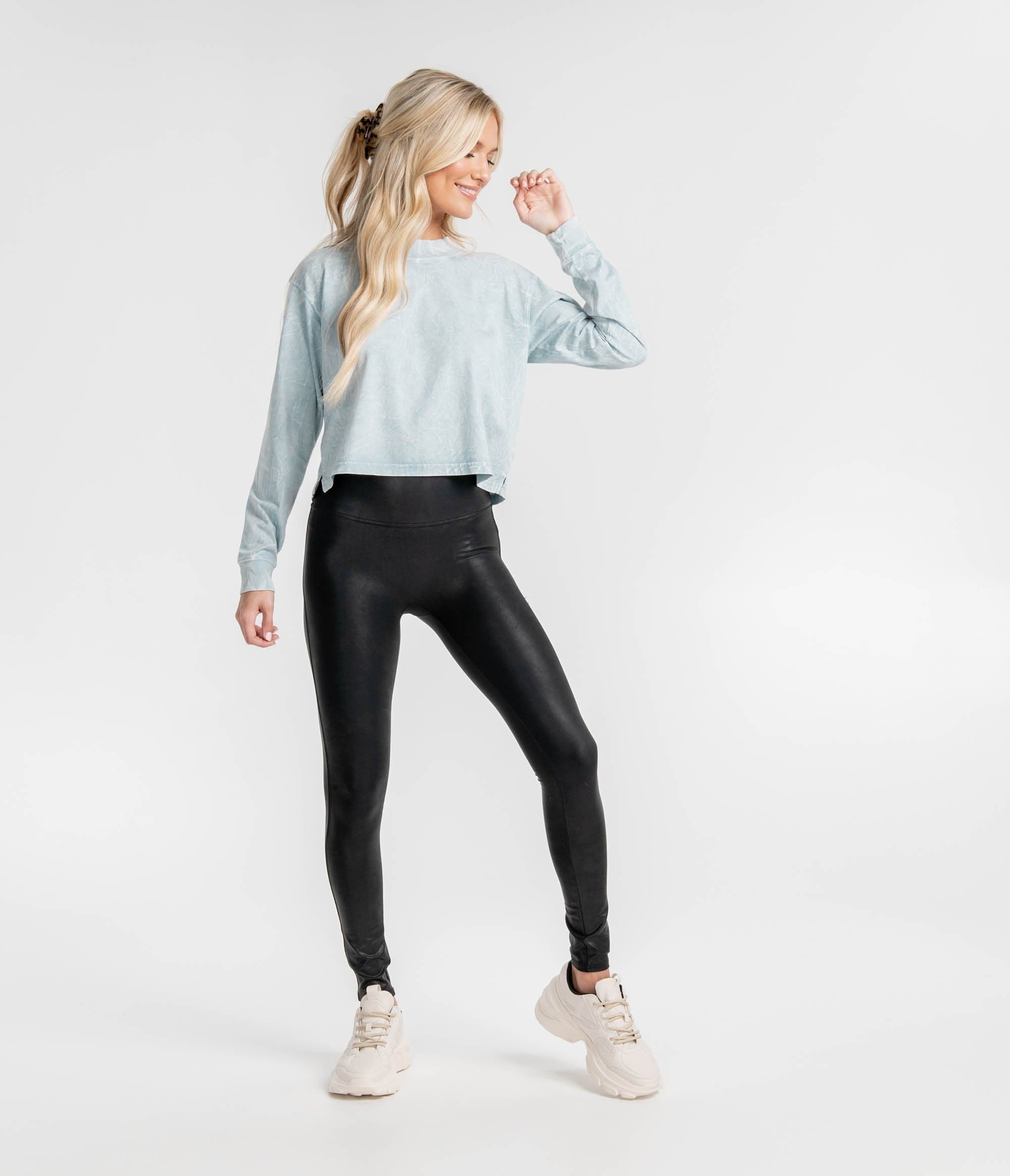 Mockneck Acid Wash Crop - Winter Sky (6549439643700)