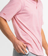 Heather Madison Stripe Polo - Fire Coral