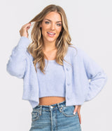 Feather Knit Cardi Cami Set - Cosmic Sky