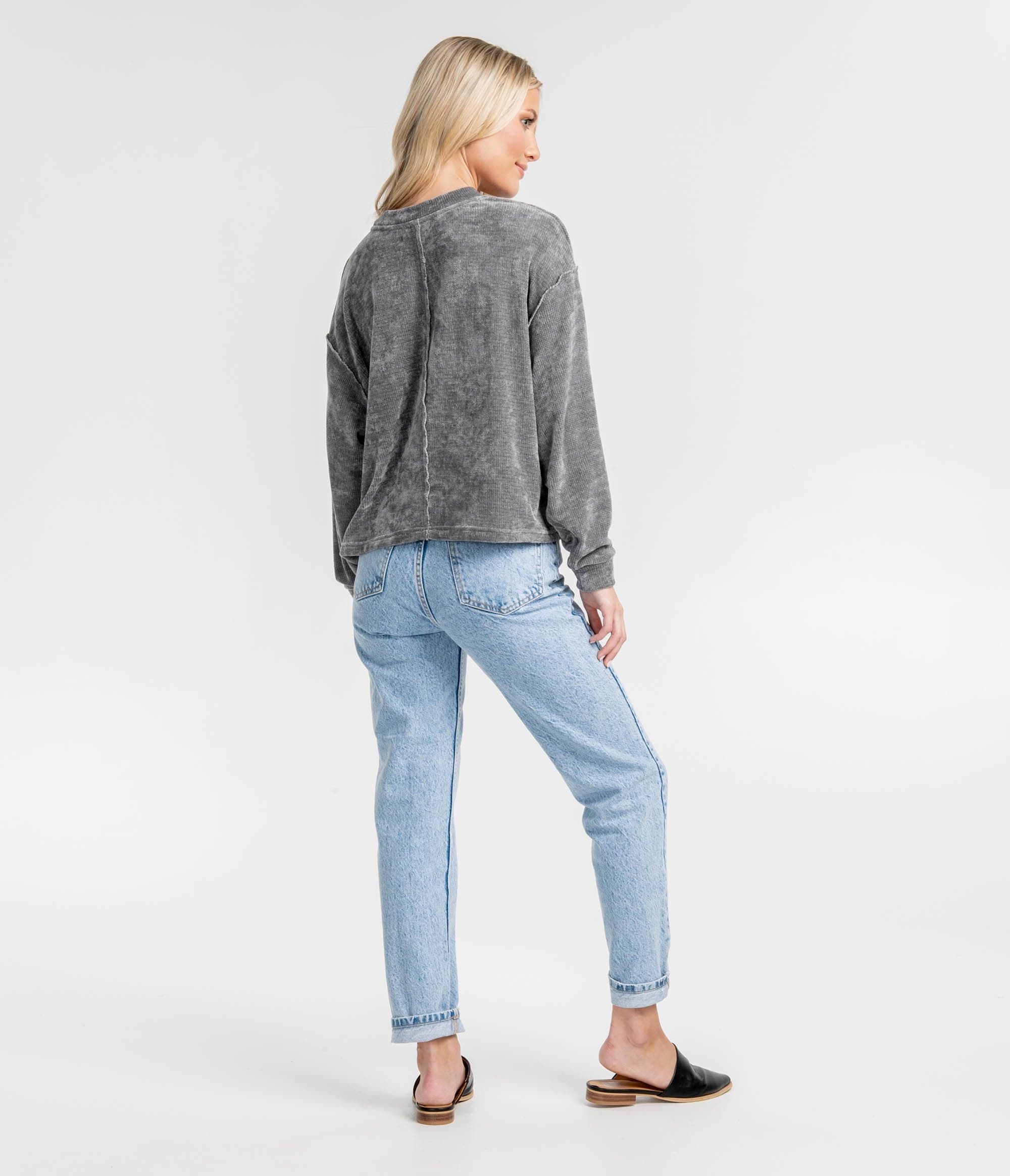 Open Knit Sweater Pullover - Gunmetal (6549440167988)