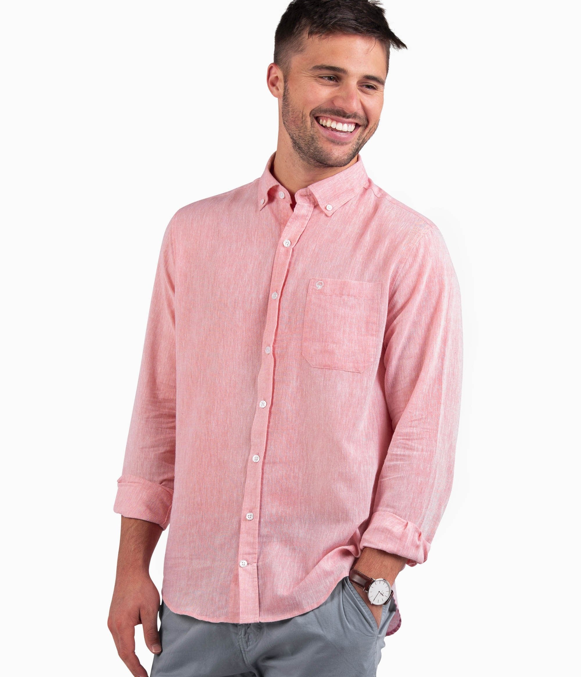 Linen Kiawa Shirt - Conch Shell (4453239521332)